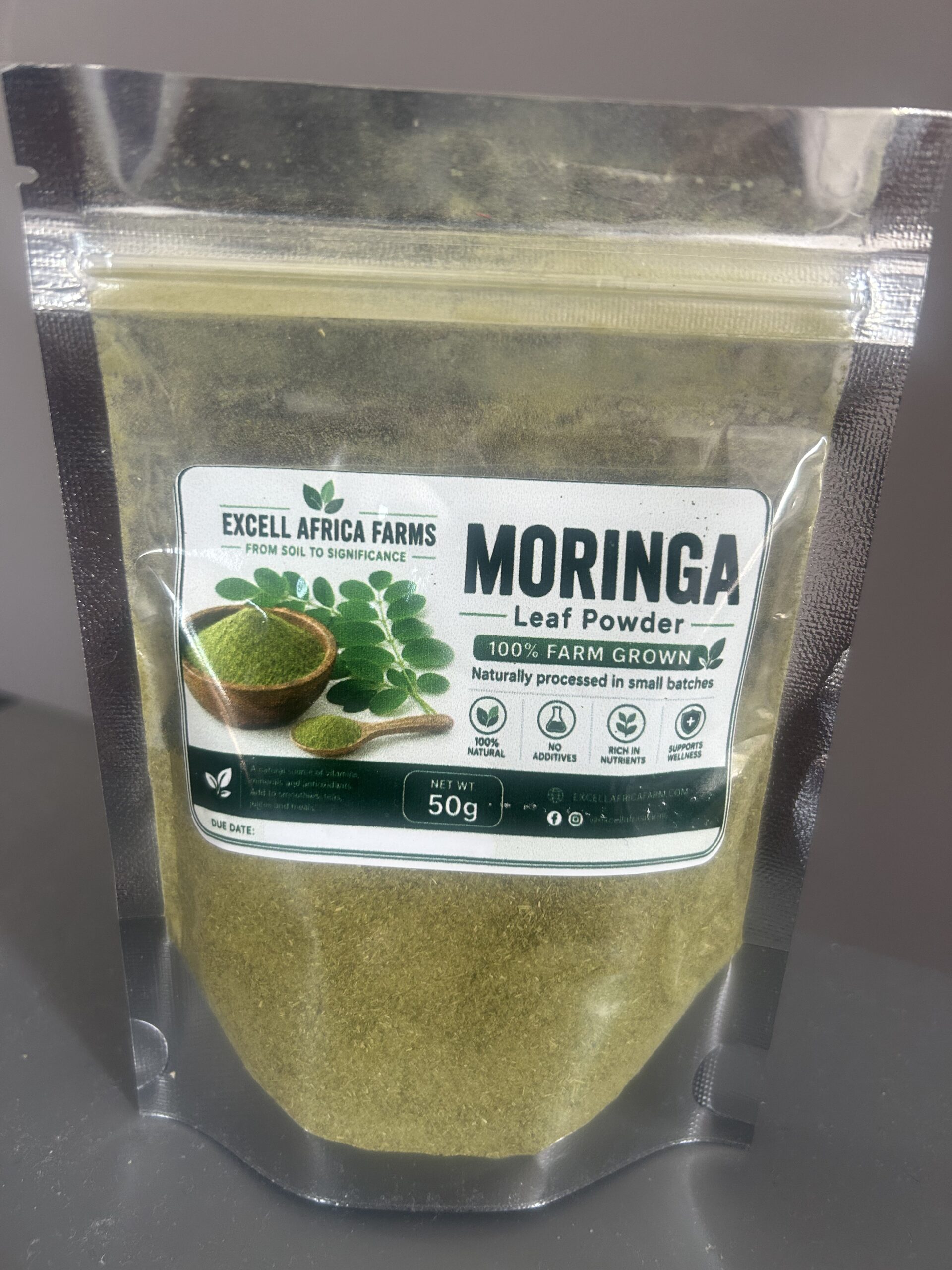 Excell Africa Farms Moringa Leaf Powder 50g pouch